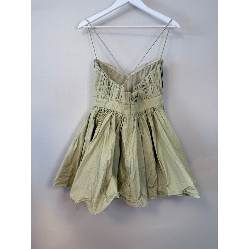 Asos Design Cotton Structured Mini Dress With Corset Detail In Light Green Sz 8 - Picture 11 of 12